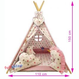 Namiot Tipi z jednorożcem gwiazdki różowe z haftem imienia