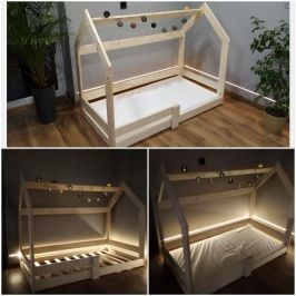 Łóżko 90x200 drewniane z materacem pojedyncze